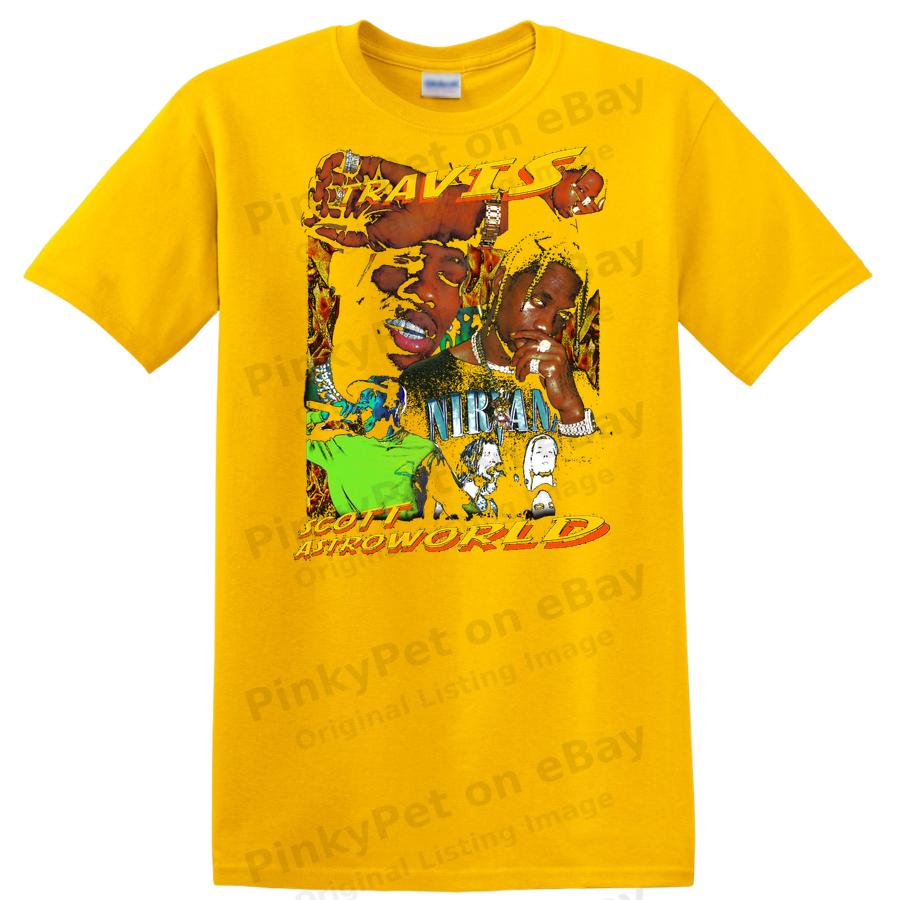 Travis Scott Astroworld Graphic T Shirt Vintage Art Colorful Music Tee
