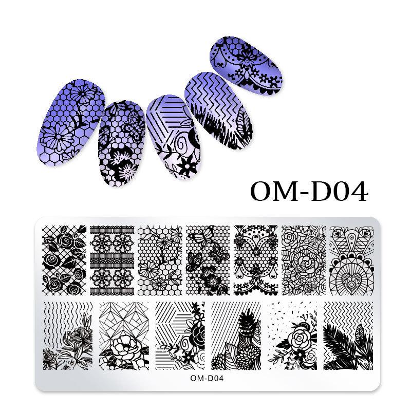 Nail Art Transfer Steel Plate, Rectangular Printing Oil Transfer Printing Steel Plate Blue Film Painted Board Omd Series