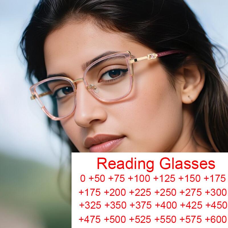 Anti Blue Light Reading Glasses For Women Fashion Optical Eyeglasses Frame Presbyopia Hyperopia Cat Eye Reading Eyewear 0 To+6.0