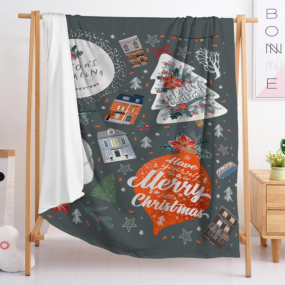 Blanket Flannel Blanket Christmas Illustration 2D Digital Printing Blanket Blanket Living Room
