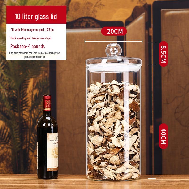 Large Glass Food-Grade Storage Jar for Dried Tangerine Peel and Tea Sealed for Freshness