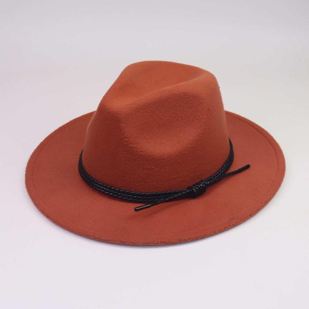 New wool woolen cowboy hat bow men's and women's jazz hat European and American felt hat