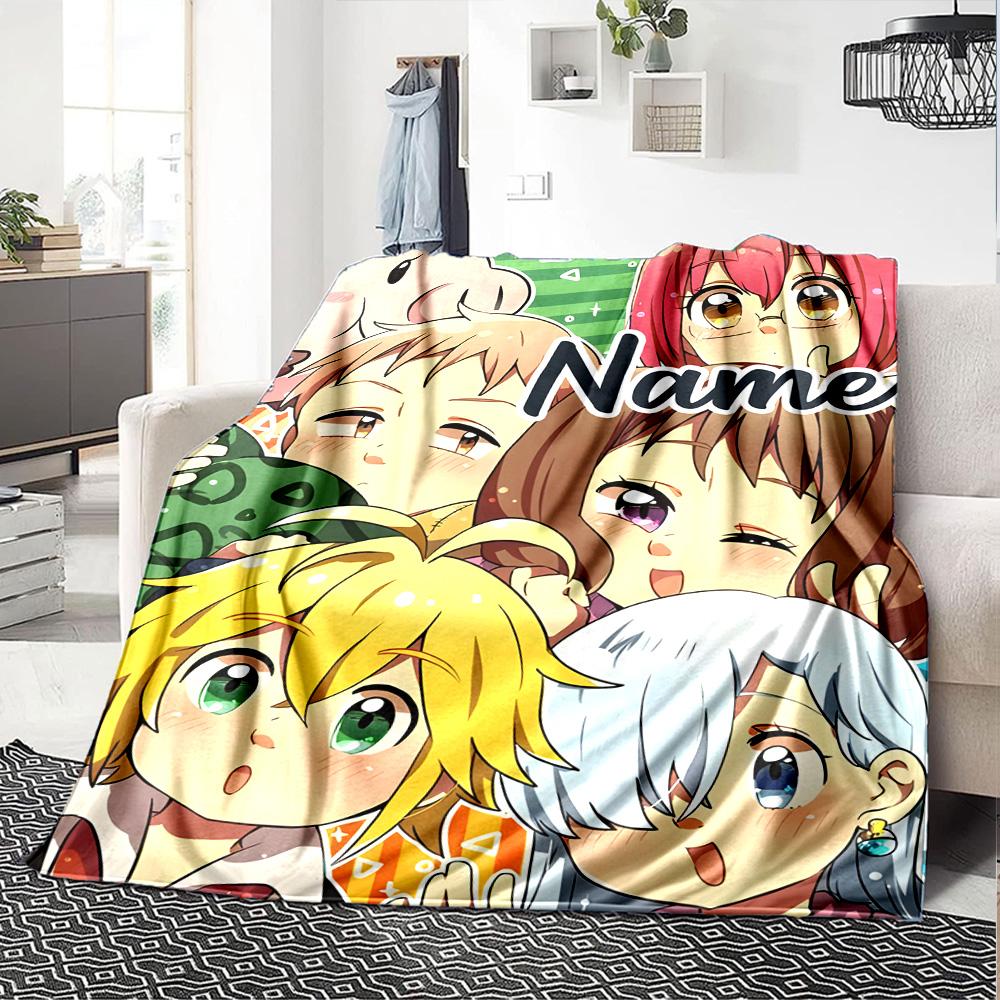 Customizable Seven Deadly Sins1 Throw Blanket – Personalized Name, All-Season Cozy Snug Blanket, Machine Washable, Personalized Blanket