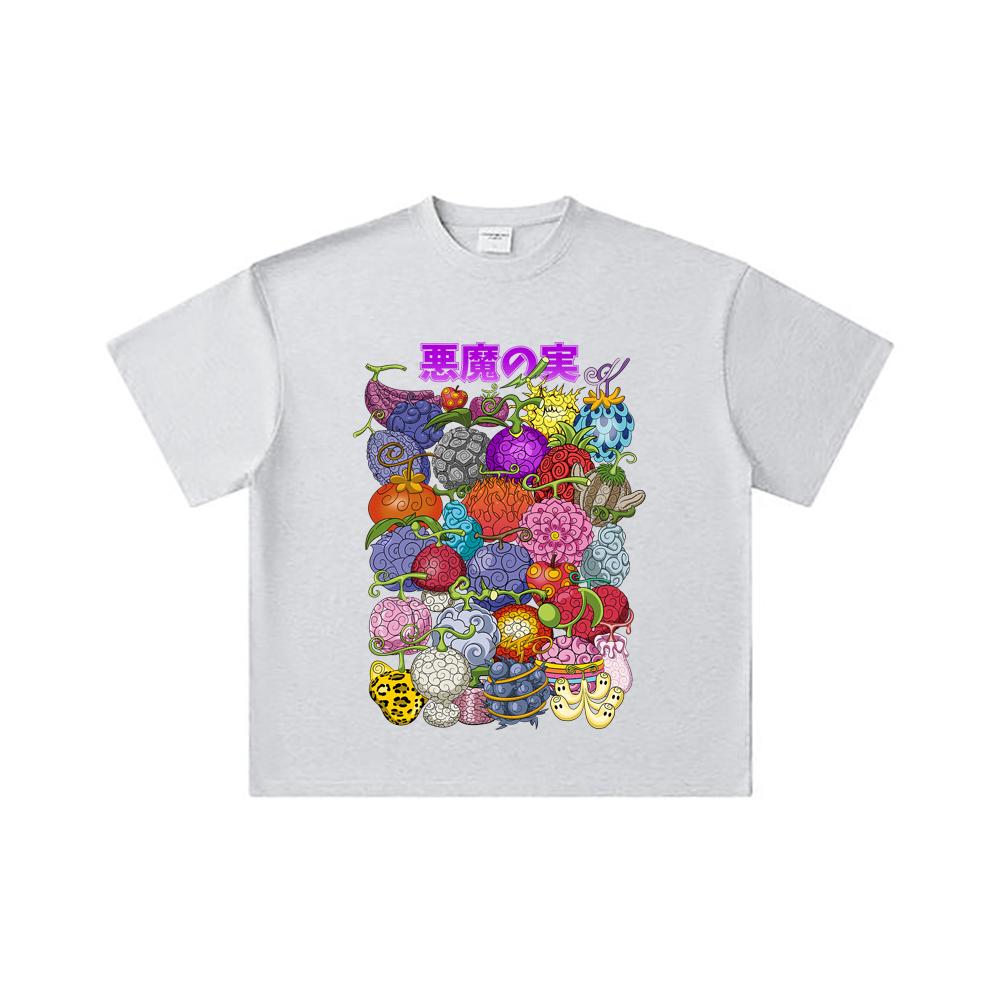 260 GSM Double Yarn 32 Count 100% Cotton One Piece V52 Devil Fruits Print Unisex Heavy Cotton T Shirt