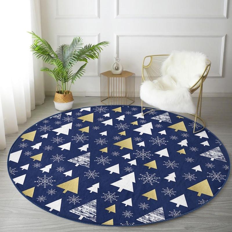 

Узор сосны на цветном полу Цифровая печать Современная темно-синяя прихожая и круглый ковер для прихожей с моющимся нескользящим основанием