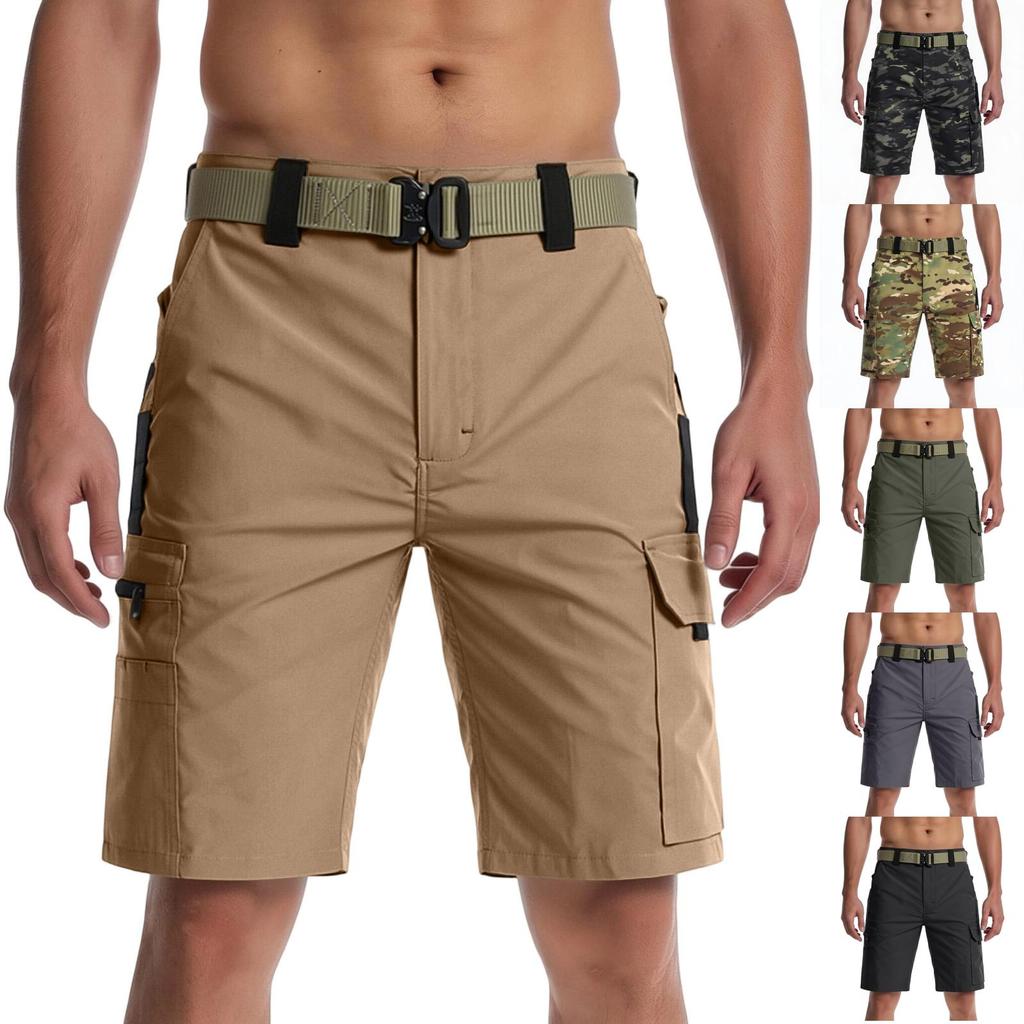 Men Cargo Shorts Multi Pocket Utility Outdoor Work Shorts with Adjustable Waistband and Durable Stitching