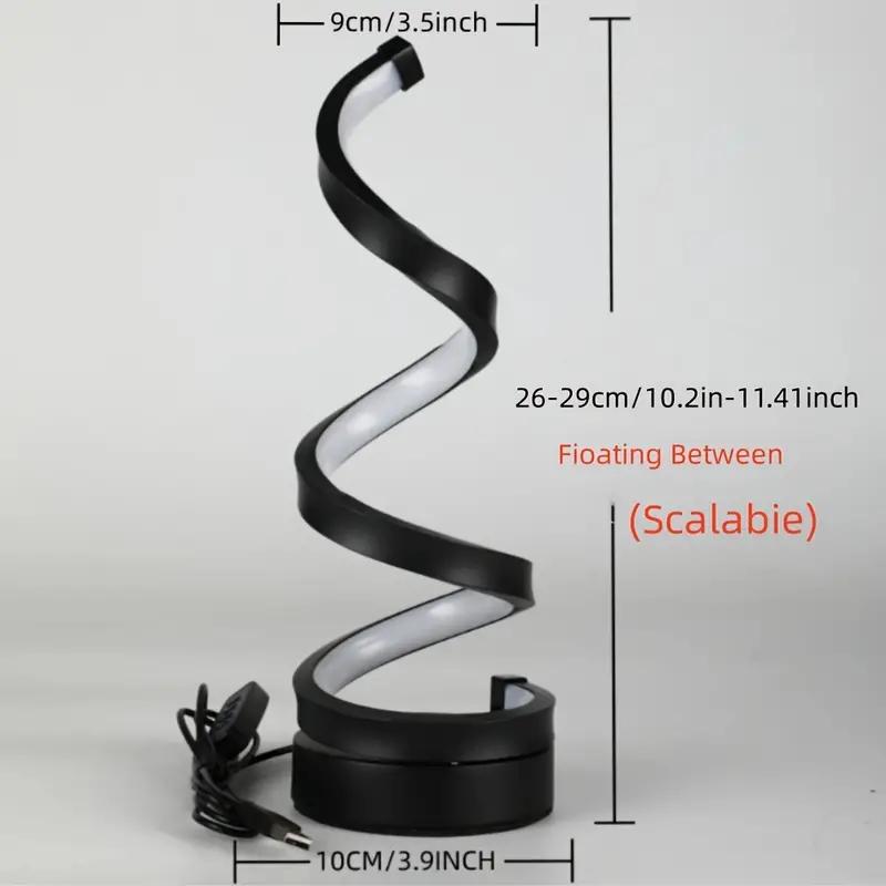 Lampe de table LED moderne avec USB - luminosité réglable, lumière blanc chaud, design en spirale, convient pour chambre à coucher, salon, éteint