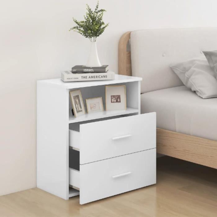 Table de chevet - vidaXL - 2 pcs - Blanc - Bois d'ingénierie - 50x32x60 cm