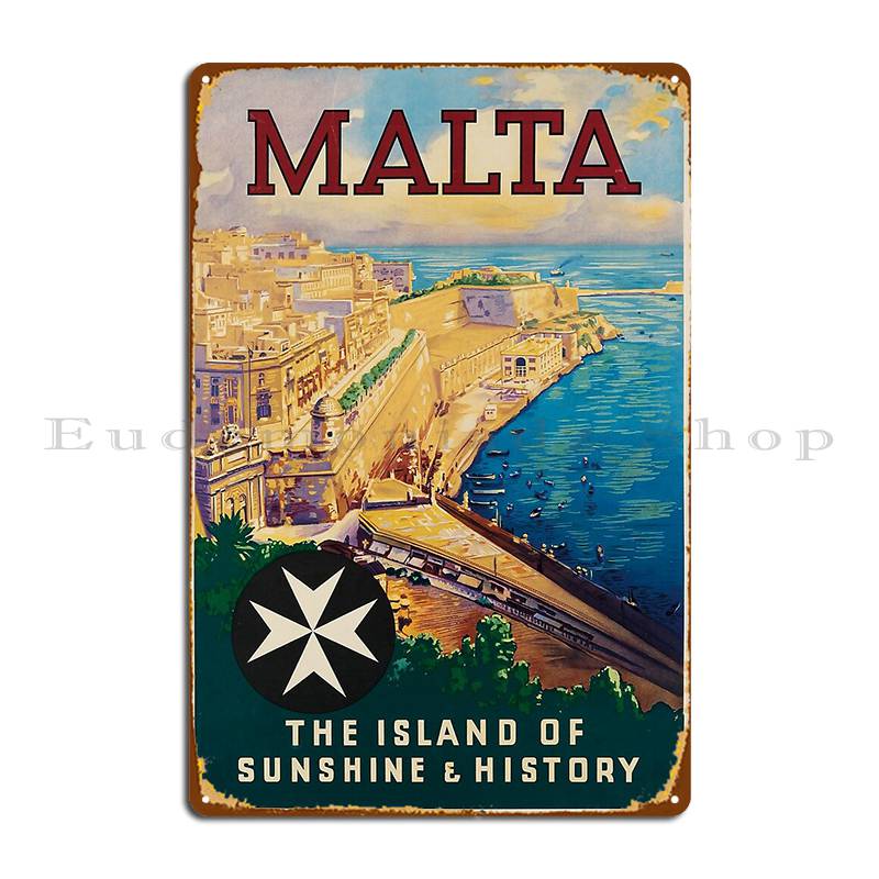 Malta Vintage Travel Poster Metal Plaque Poster Cinema Customize Cinema Printing Kitchen Tin Sign Poster 20X30CM