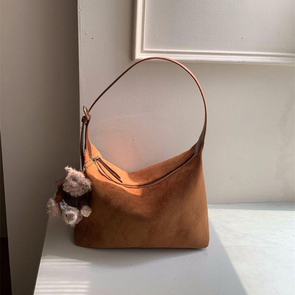 Large Capacity Hobo Bag Handbag Ladies Crossbody Bag Cute Suede Shoulder Bag  Autumn and Winter