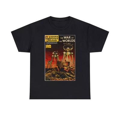 War of the Worlds H G Wells Vintage Stripboek uniseks T-shirt met korte mouwen