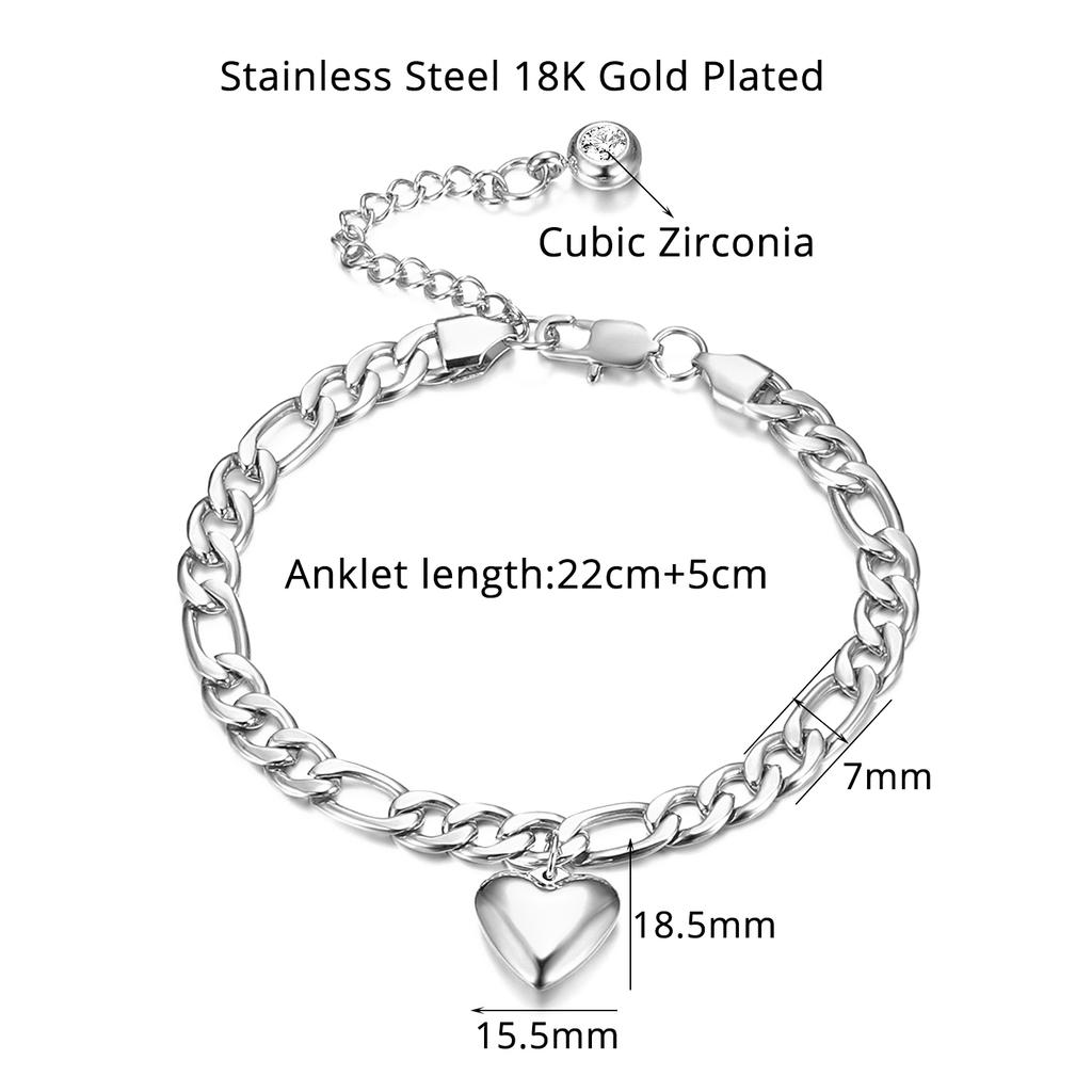 Anklet For Women Silver Color Stainless Steel Figaro Link Ankle Bracelets Summer Leg Chain Beach Foot Jewelry Ancklets