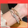 Geometric Zirconia Crossover Cuff Bracelet For Women Elegant Light Luxury Jewelry
