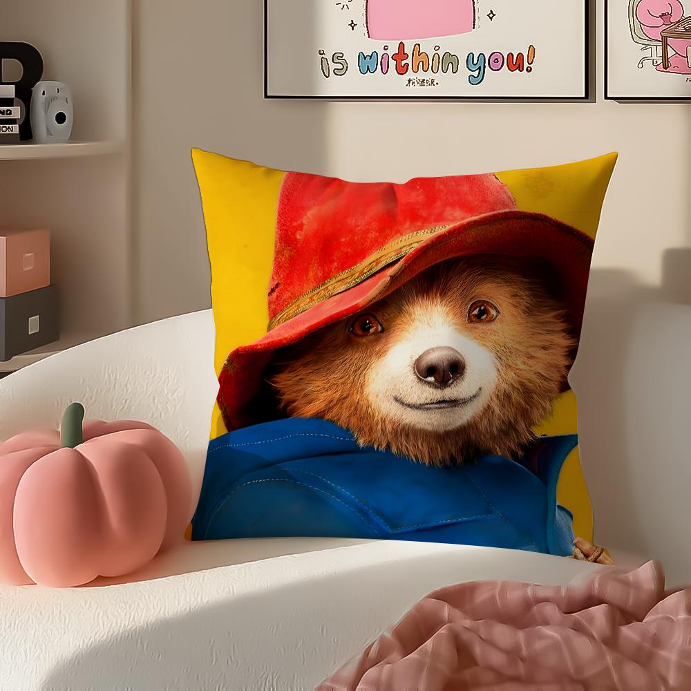 Cute Charming British Cartoon PPaddington Bear Cushion Cover Pillowcase Short Plush Invisible zipper Room Sofa Cushion Cover