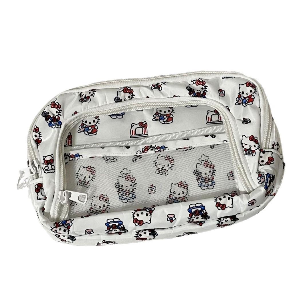 Trousse Hello Kitty en tissu grande capacité, idéale pour les étudiants et le bureau.