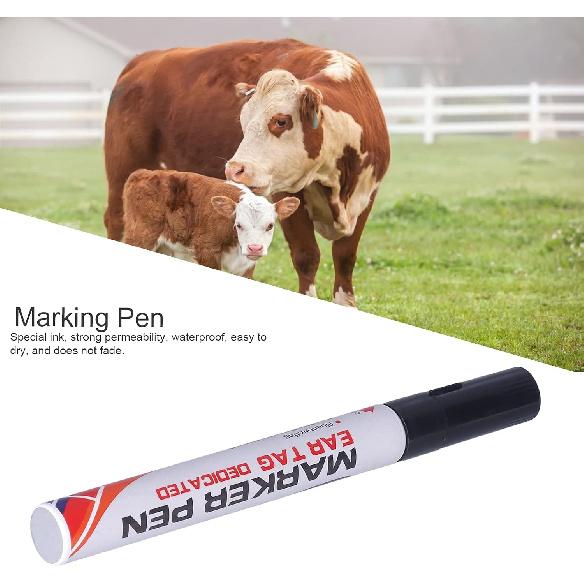 Ear Tag Pen, No Fading Livestock Marking Pen Black with Spare Pen Head for Cattle