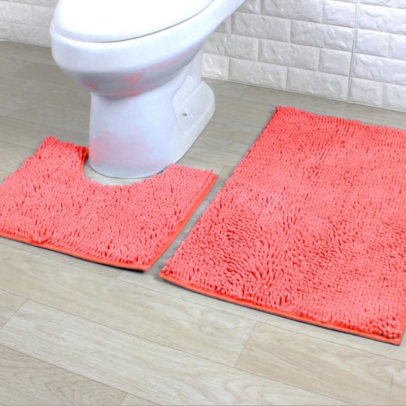 Bathroom Rugs Chenilles Bath Mats Set of 2 Nonslip Bath Mats Super Absorbent UShaped Carpets Decoration Machine Wash