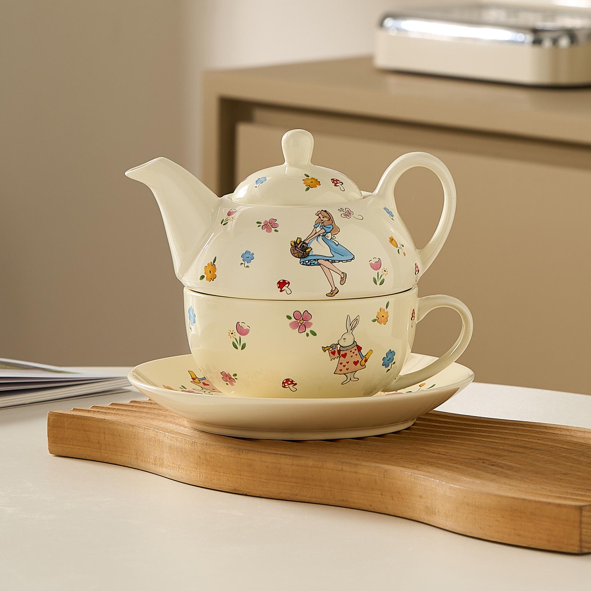 Alice Elegant Ceramic Coffee Cup and Saucer Set - Double-Layered High-End Design for Afternoon Tea