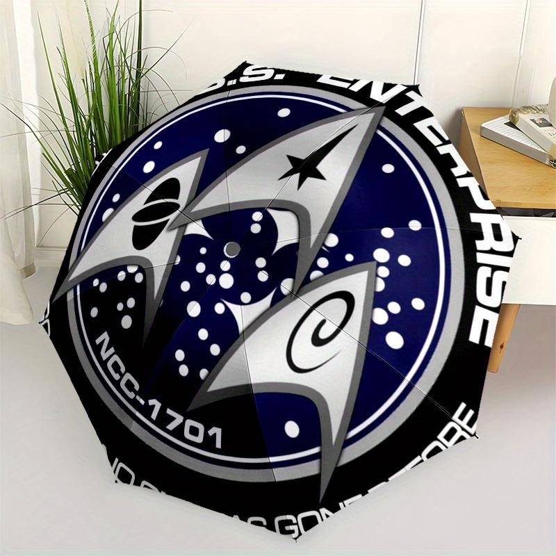 Star Trek U.S.S. Enterprise NCC-1701 Spaceship Logo Sticker DecalUmbrella, Portable 3-Fold Compact Umbrella for Men & Women Gift