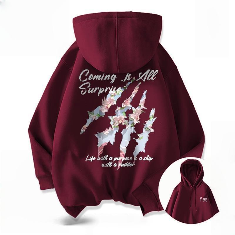 Unisex American Sakura Graffiti Fleece Hoodie for Spring/Autumn, Heavyweight Casual Wear for Teens, Students, Couples