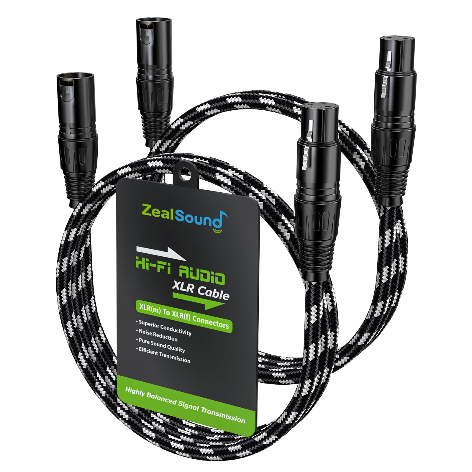 

ZealSound XLR 1m Canon Balanced Microphone Male to Female XLR Balanced Nylon Braided Microphone Cord for Audio PA and Audio Interfaces Cable,