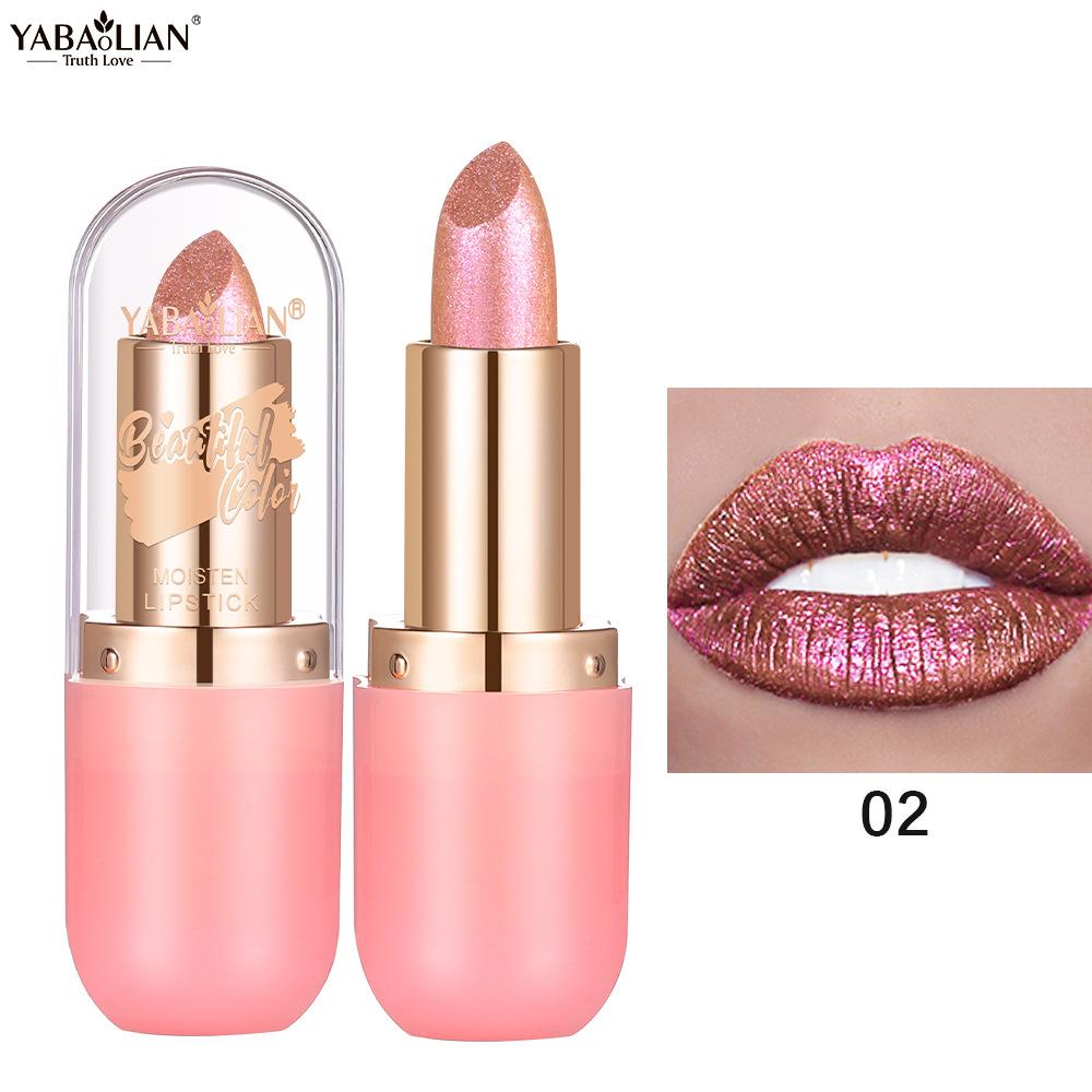Metalická fialová chameleonská rtěnka Měnící barvu Matná třpytivá diamantová rtěnka Vodotěsný perleťový lesk na rty Sexy make-up