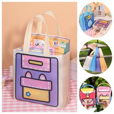 5pc Cartoon Gifts Bag Nonwoven Snack Bag Favors Candy Cookie Packaging Handbag Cute Festival Tote Bag For Party