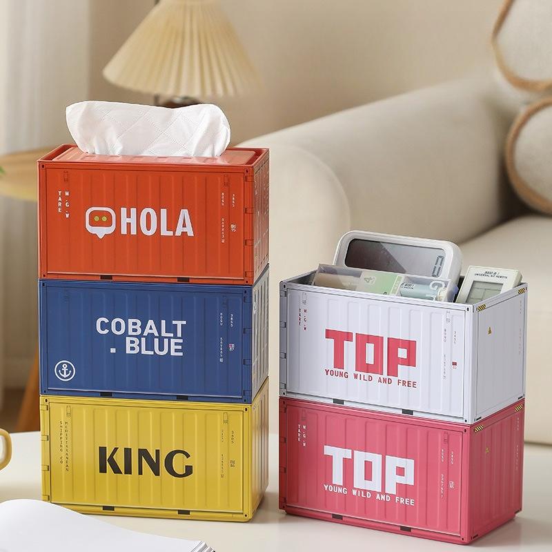 1pc Industrial Style Container Iron Tissue Box Storage Box, Creative Container Tissue Box for Home Living Room Simple Decoration, Holiday Gift
