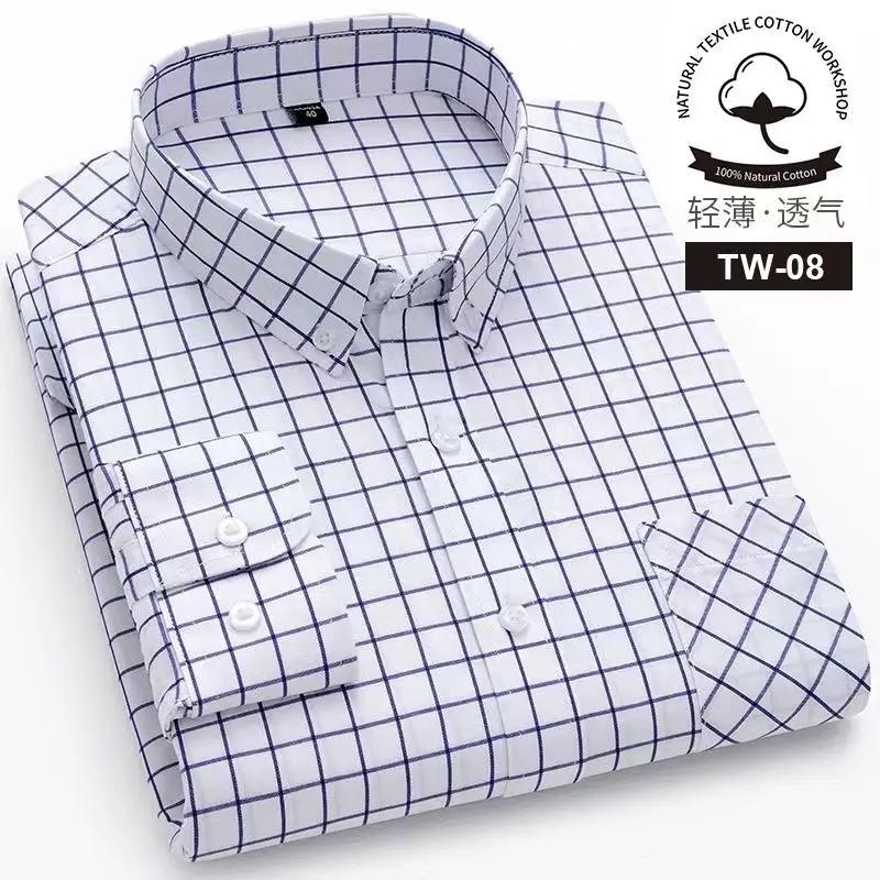 Button Up Shirt Plaid Mens Fashion Clothing Trends 100% Cotton Slim Fit Shirt Men Shirts Longsleeve Shirt for Men Retro Clothes