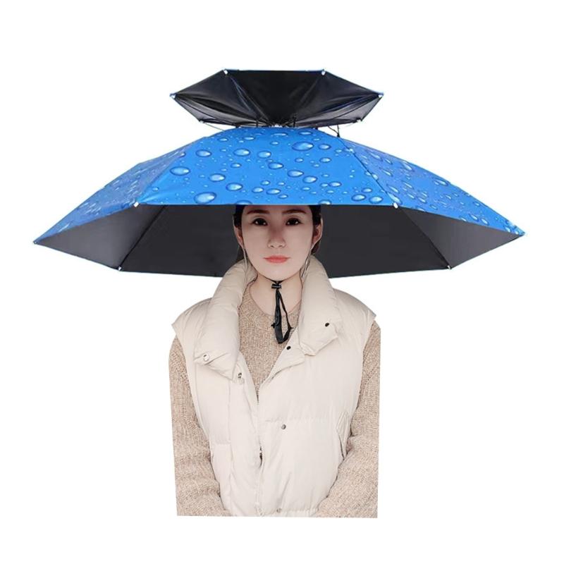 Umbrella Caps with Headband, Water Proof Foldable Umbrella Hat Head Umbrella Hat Fishing Umbrella Hat, Rain Umbrella Hat