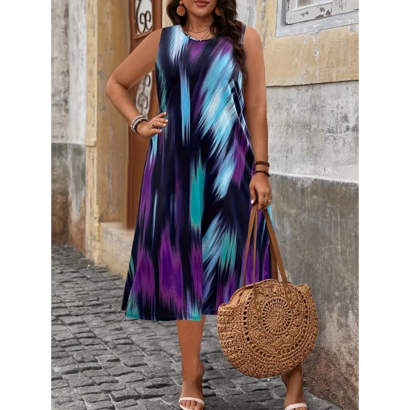 Taglia Grande 3XL Abito Casual da Donna Turchese Bianco Abiti Astratti Donna Estate Hawaii Viaggio Vacanza Abito da Donna Abbigliamento Y2k
