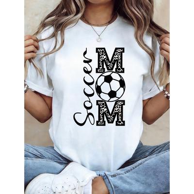 Plus Size - Plus Size - Plus Size Women'S T-Shirt with a MOM SOCCER Graphic Print, Featuring Short Sleeves And a Crew Neck