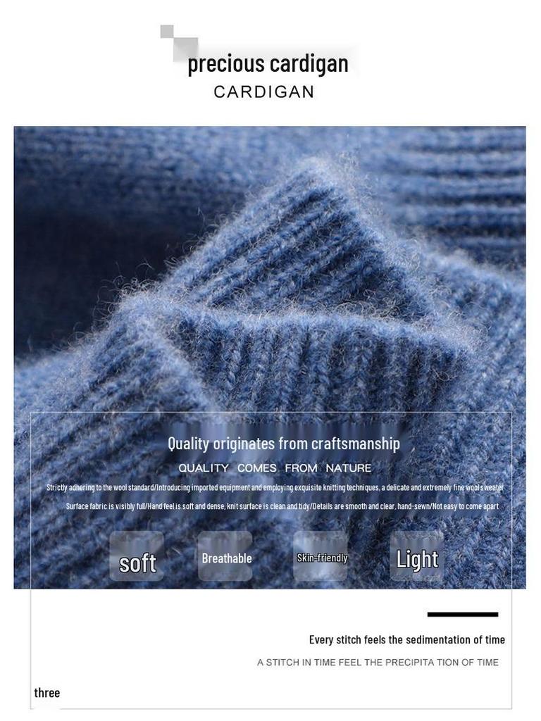 Men's Cashmere Wool Color Block Round Neck Sweater, Korean Style Loose Casual Knit Pullover, Plus Size for Autumn/Winter