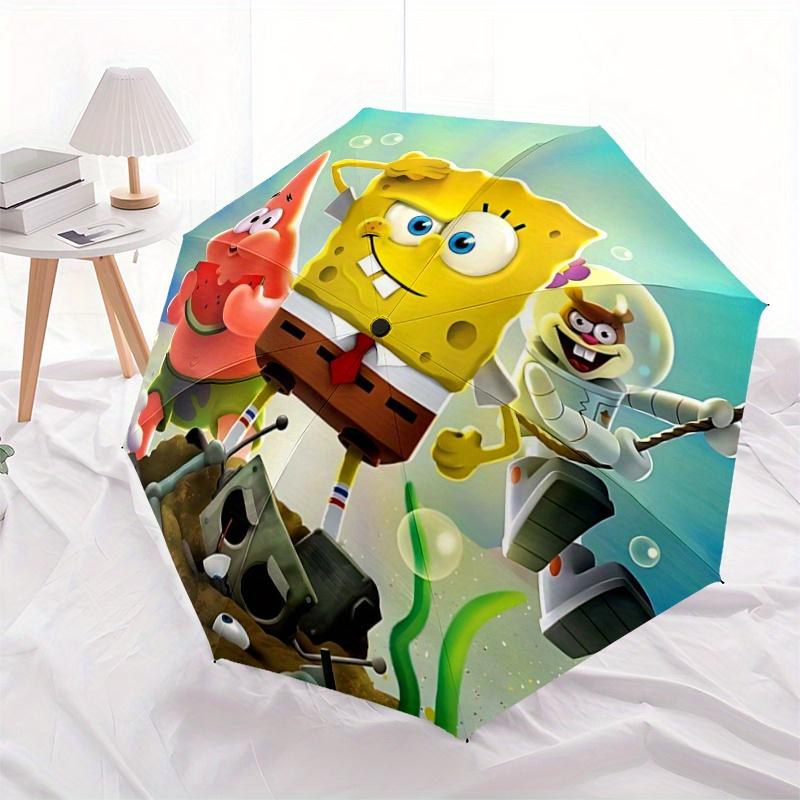 

1pc SpongeBob SquarePants Automatic Opening/Closing Umbrella - Portable 3-Fold Design with 8-Bone Iron Frame, Outdoor, for Fans, Travelers, Every