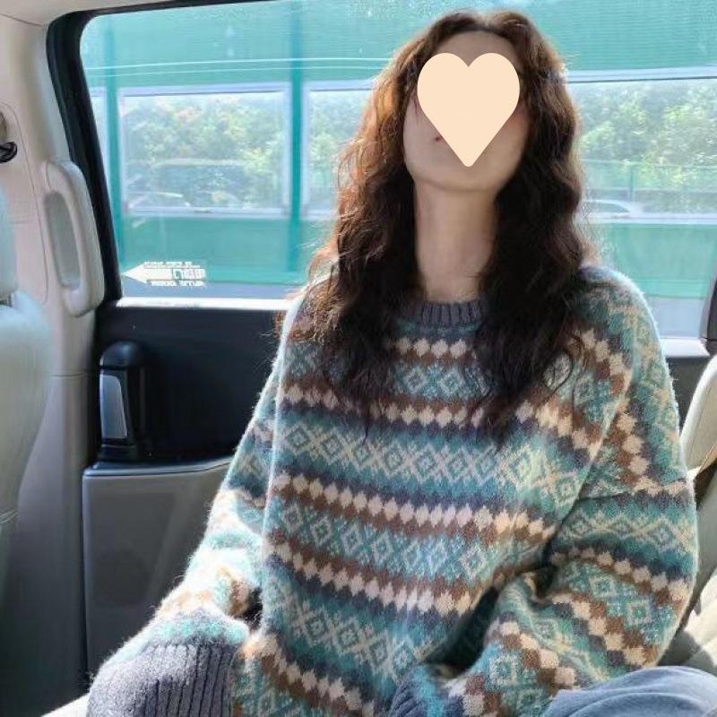 

Женский вязаный свитер в стиле ретро, нишевый свитер, осенне-зимний вязаный свитер XL