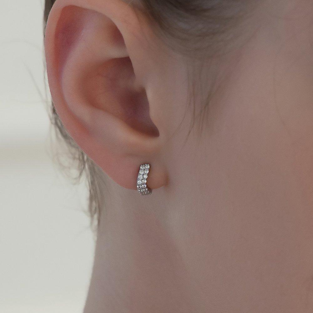 (925 Silver) Luster Curve Hoop Earrings Ec3206