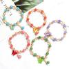 New Sweet Fashion Butterfly Pendant Tassel Imitation Jade Cracked Crystal Elastic Beaded Bracelet for Women Girl Jewelry Gifts