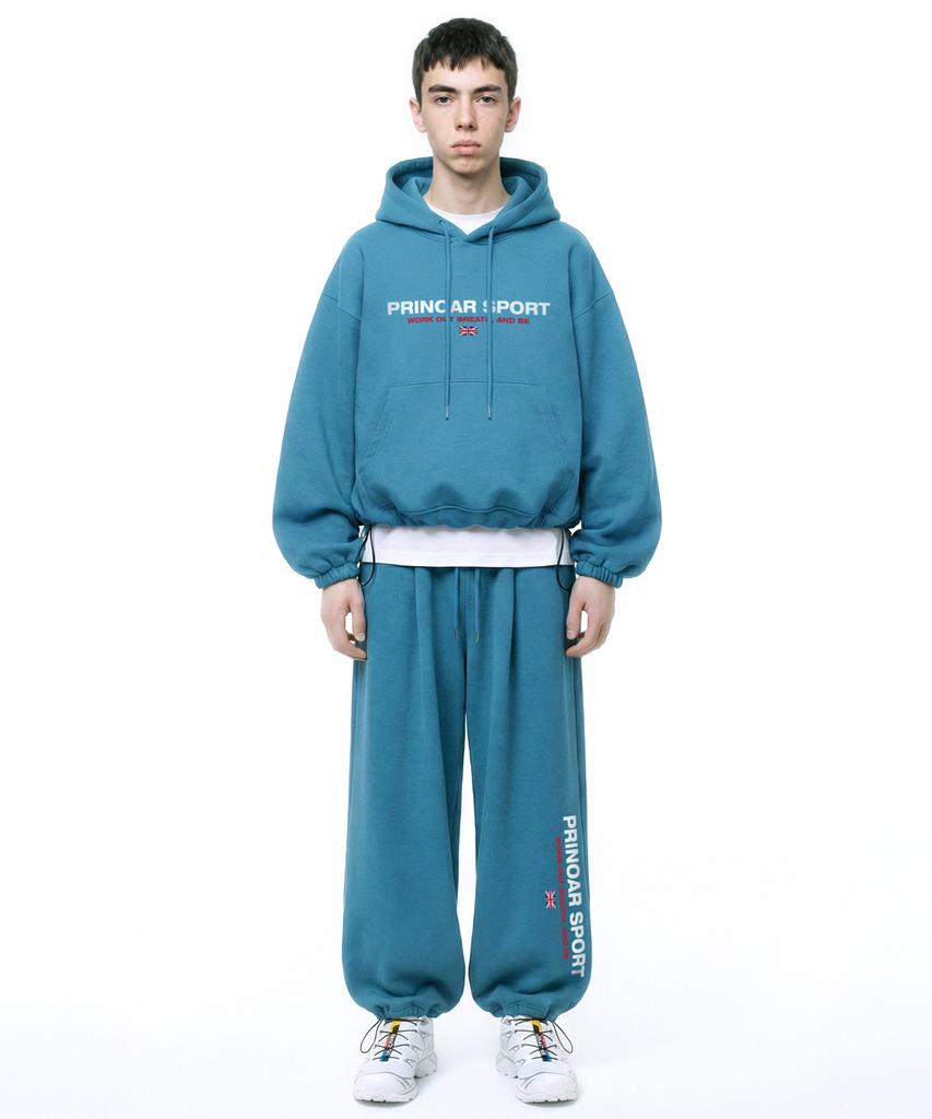 PRINOAR Sports String Single-Pleat Wide Pants - Peacock Green
