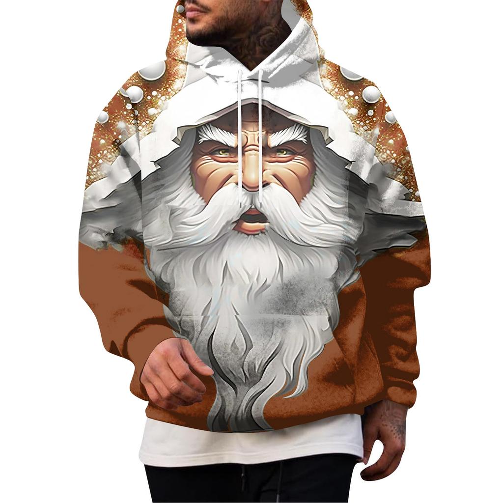 Pánská mikina s potiskem na zádech Módní mikina s kapucí Zimní top Chlapecké mikiny Módní