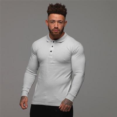 Men's European & American Muscle Fit Long-Sleeve Lapel Polo Shirt - Autumn/Winter Sports Fitness Tights