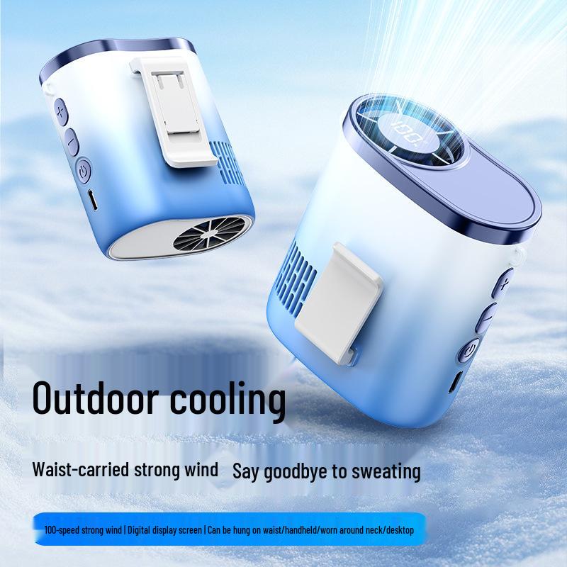 Cross-Border Ice Pack Cooling Waist and Neck Hanging Fan: Mini Handheld High-Speed Electric Fan for Outdoor Use