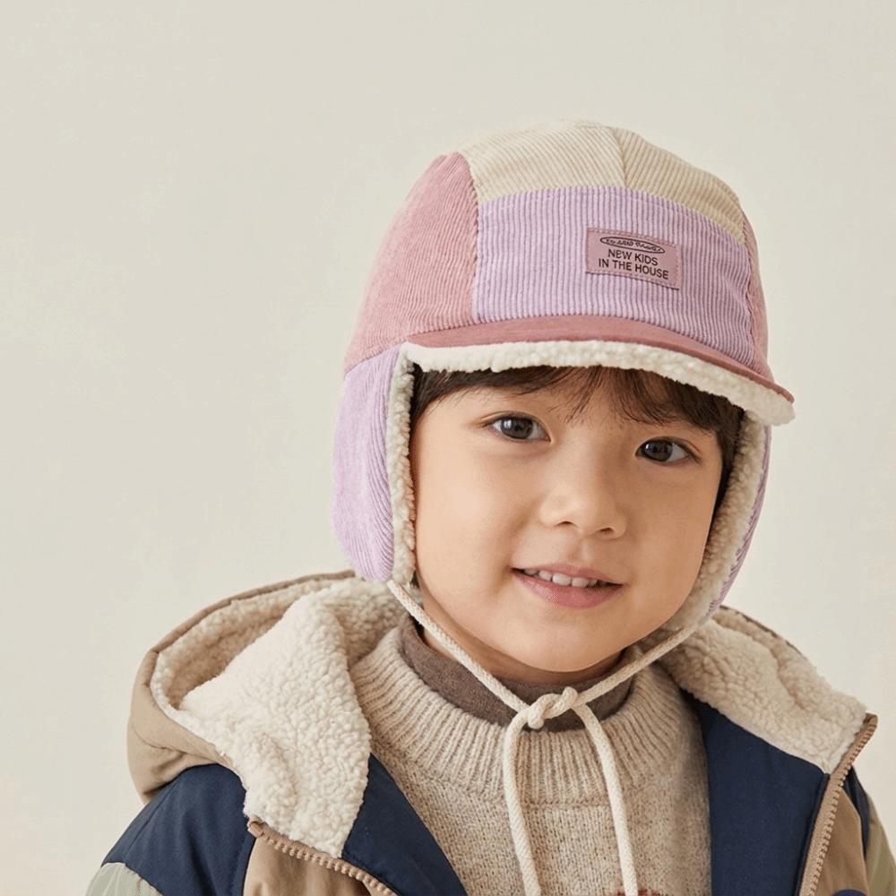 Corduroy Warm Ski Hat Plush Lining Winter Kids Hat Baby Accessories Trapper Hat Skiing Activity