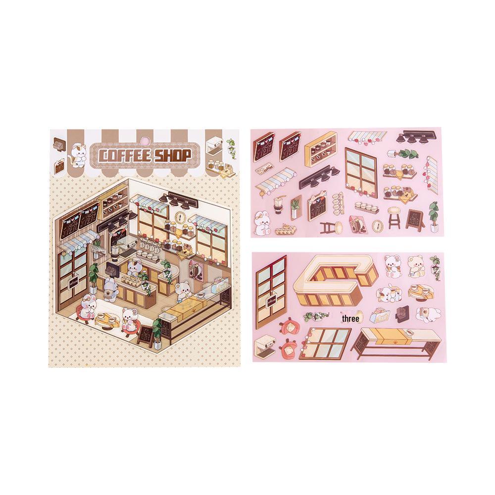 Cartoon Landscape 3D Stickers for Journaling: Stress Relief & DIY Miniature Scene Stickers