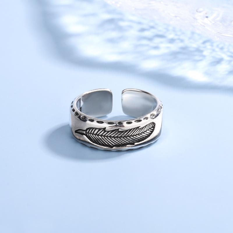 925 Sterling Silver Feather Adjustable Rings for Women Fashion Wedding Luxury Jewelry Wholesale Jewellery Money 925