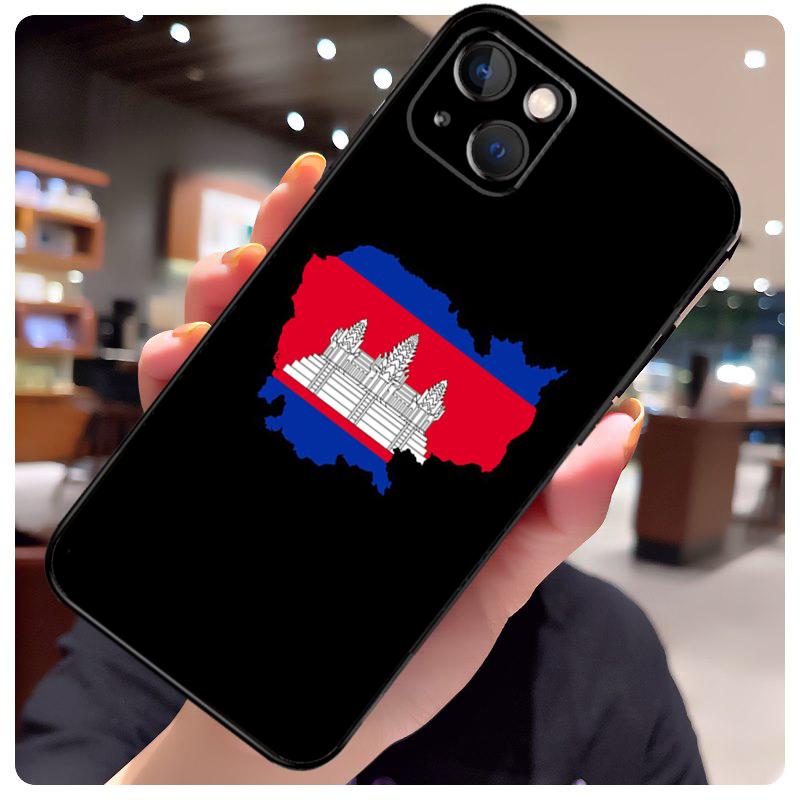 

Cambodia Flag Phone Case For iPhone 16 11 12 13 Mini 14 15 Pro Max X XS Max XR Plus Cover Bag iPhone 13