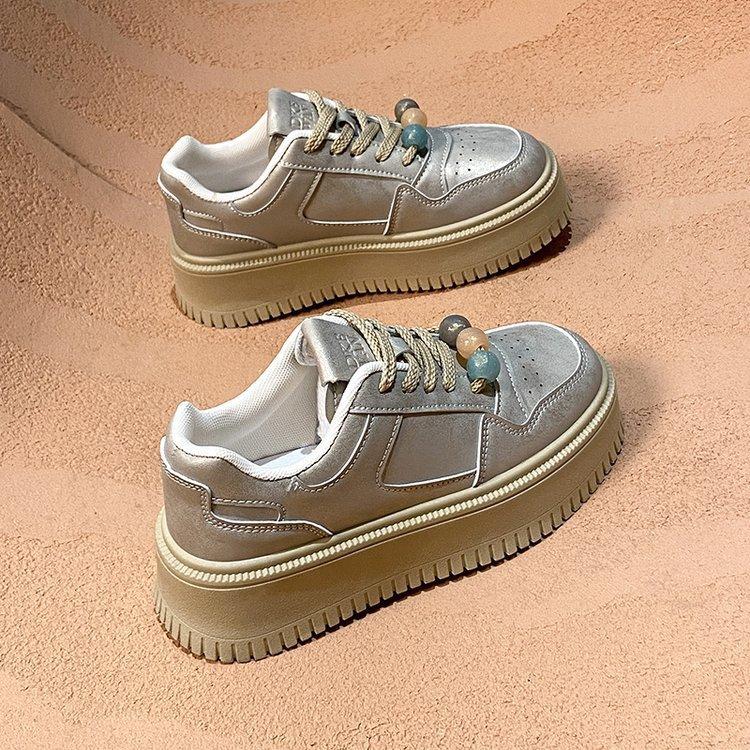 

Белые туфли на платформе женские осенние дышащие толстые туфли с увеличенным голенищем Tide Hundred Niche Retro Sneakers 38 серый