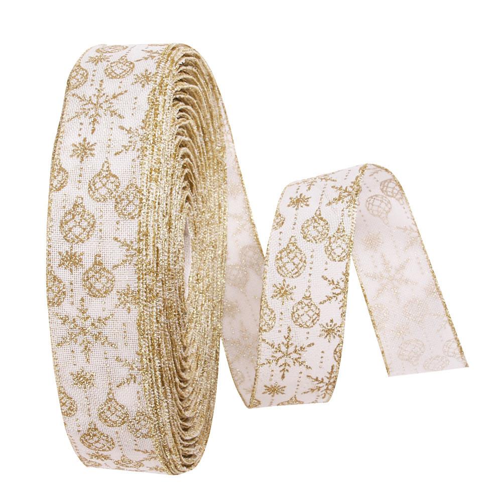 Meter Elegant 2 Christmas Decoration Ribbon With Stylish Powdered Design Print
