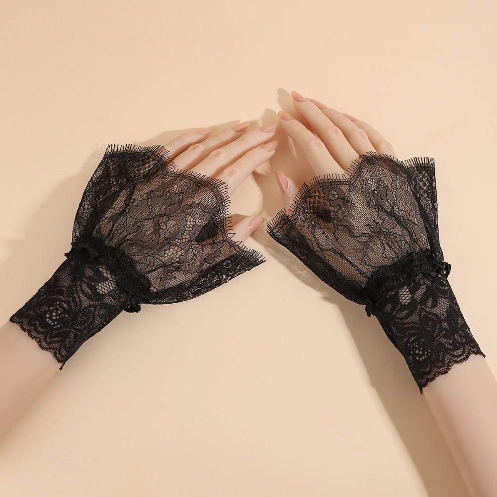 Stretchable Pleated Fake Sleeves Pleated Design Wrist Accessories Special Occasions чёрный