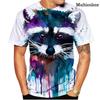 Summer Round Neck 3D Cute Funny Raccoon Graphic Print Top Fashionable Casual Short Sleeved Men's T-shirts