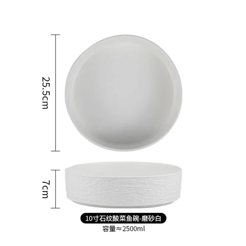 10inch Frosted Matte Finish Soup Bowl Black White Ceramics Stone Pattern Home Hotels Restaurant Big Bowl Porcelain Tableware